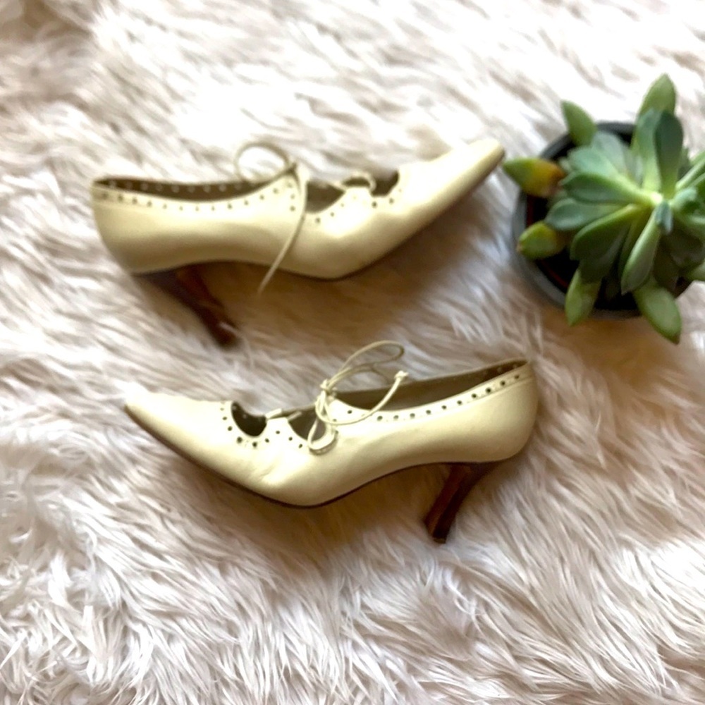 Bally Vintage Creole Ivory Heels 8.5 N Pre…